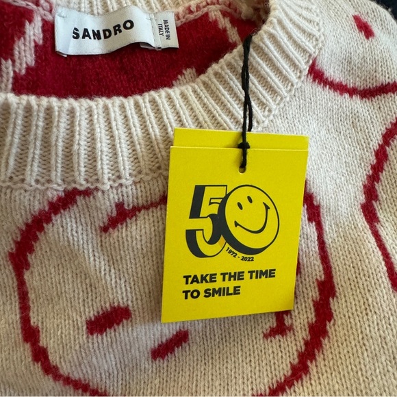 SANDRO X Smiley wool and cashmere blend Crewneck sweater NEW - Picture 10 of 10